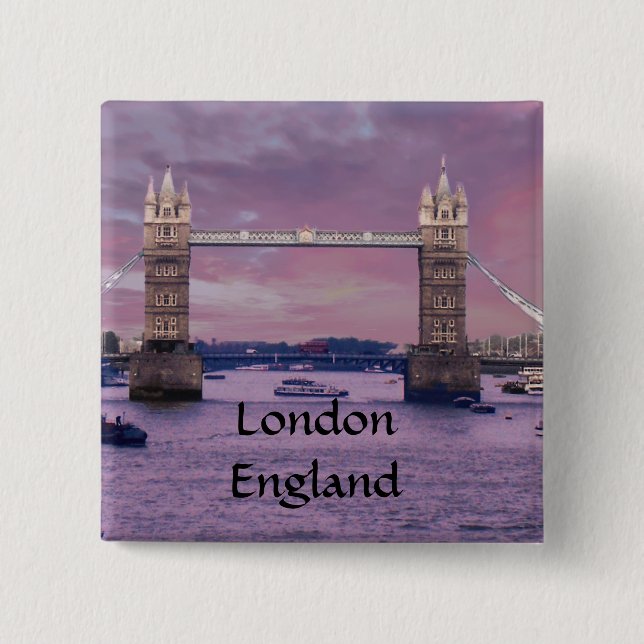 Bóton Quadrado 5.08cm Ponte da torre de Londres (Frente)