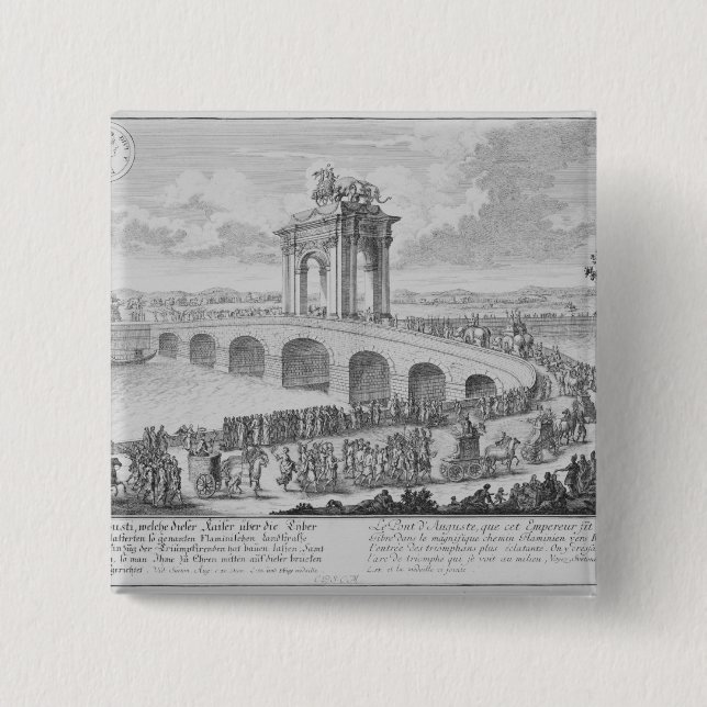 Bóton Quadrado 5.08cm Ponte de Augustus sobre através de Flaminia, perto (Frente)