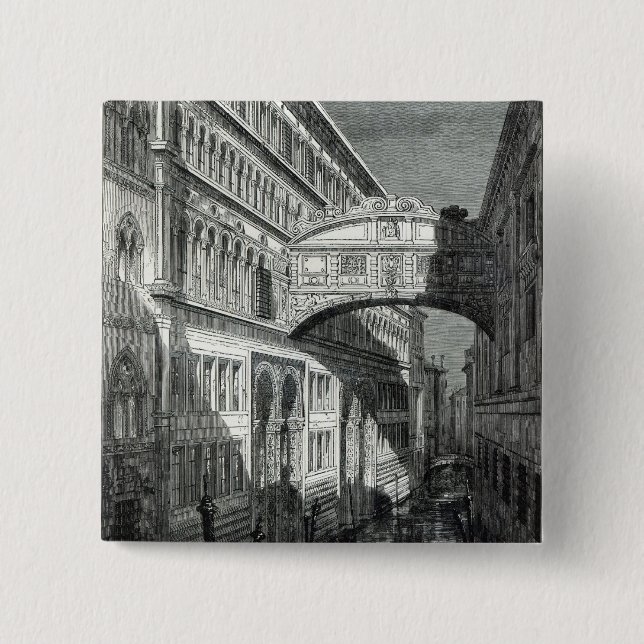 Bóton Quadrado 5.08cm Ponte dos suspiros, Veneza (Frente)