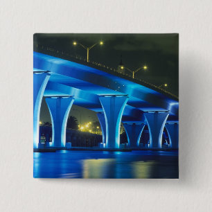 Bóton Quadrado 5.08cm Ponte noturna em Port of Miami, Flórida