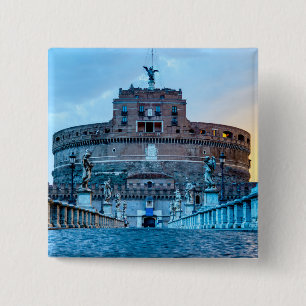 Bóton Quadrado 5.08cm Ponte Sant'Angelo ao amanhecer - Roma Itália
