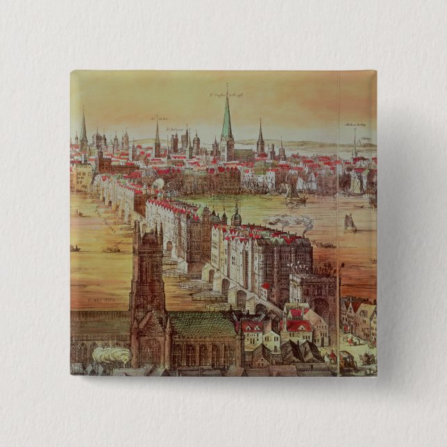 Bóton Quadrado 5.08cm Ponte velha de Londres (Frente)