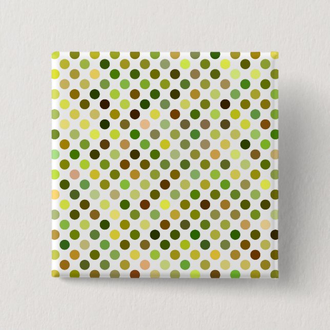 Bóton Quadrado 5.08cm Pontos Amarelos e Verde (Frente)