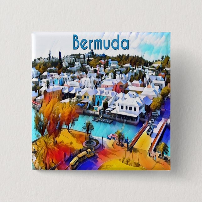 Bóton Quadrado 5.08cm Pop Art Bermuda (Frente)