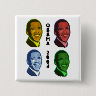 Bóton Quadrado 5.08cm Pop art de Obama