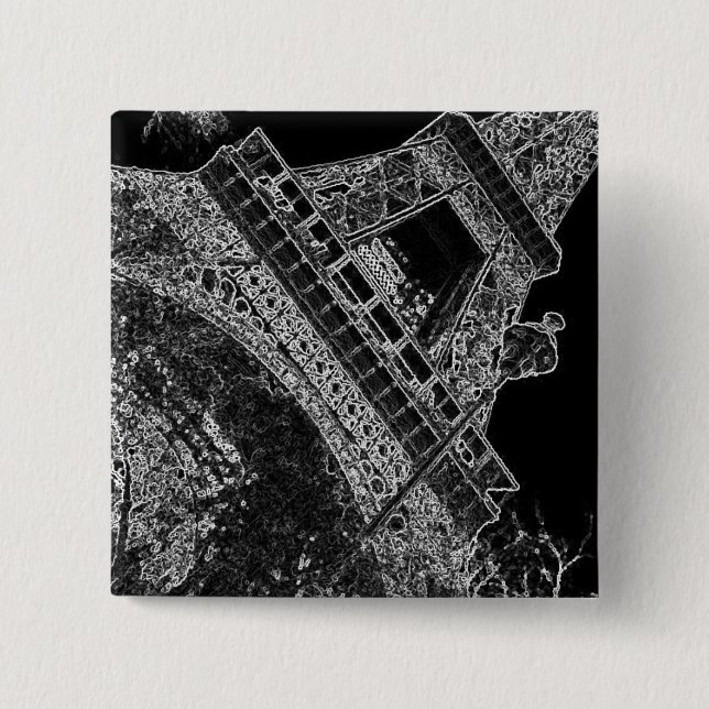 Bóton Quadrado 5.08cm Pop Art Eiffel Tower Paris (Frente)