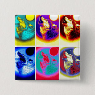 Bóton Quadrado 5.08cm Pop Art Wolf