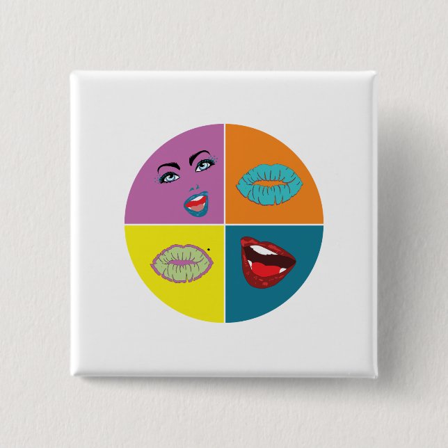 Bóton Quadrado 5.08cm Pop de arte anos 80 (Frente)