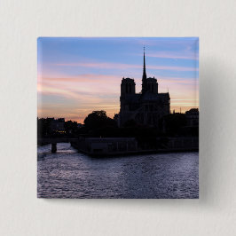 Bóton Quadrado 5.08cm Pôr do sol em Notre Dame de Paris