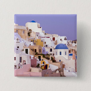 Bóton Quadrado 5.08cm Pôr do sol em Oil, Santorini 2
