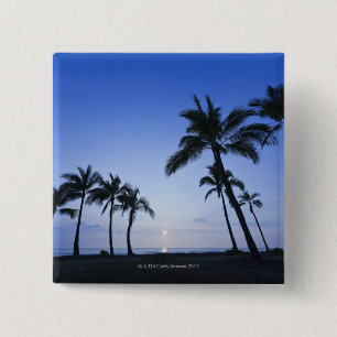 Bóton Quadrado 5.08cm Por do sol na baía de Kahaluu em Kona, Havaí