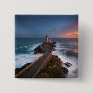 Bóton Quadrado 5.08cm Por do sol Plouzané Finistère do farol, Britta