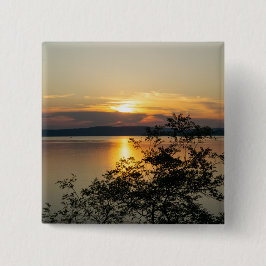 Bóton Quadrado 5.08cm Pôr do sol sobre o Lago Balaton, Hungria.