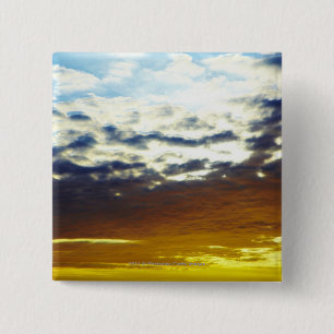 Bóton Quadrado 5.08cm Por do sol temperamental azul amarelo com nuvens