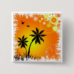 Bóton Quadrado 5.08cm pôr do sol tropical
