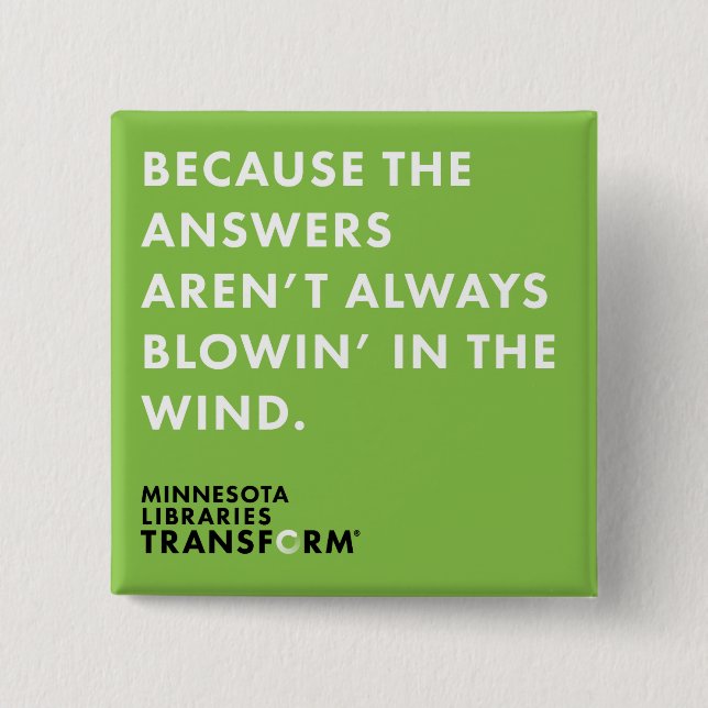 Bóton Quadrado 5.08cm Porque botão verde do vento (Frente)