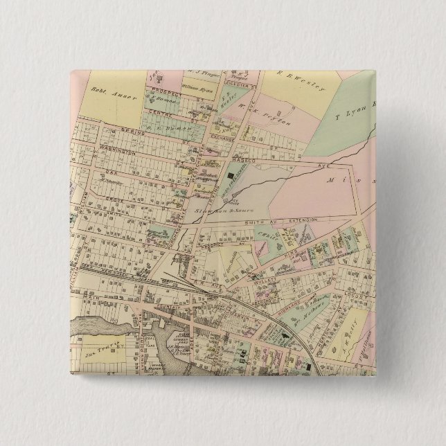 Bóton Quadrado 5.08cm Port Chester, Nova York 2 (Frente)