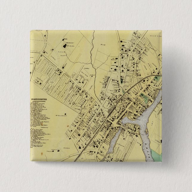 Bóton Quadrado 5.08cm Port Chester, NY (Frente)