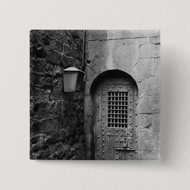 Bóton Quadrado 5.08cm Porta à prisão de Newgate (Frente)