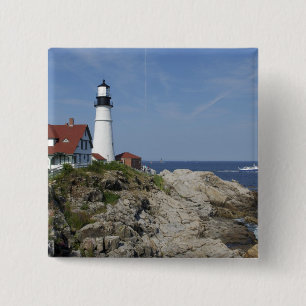 Bóton Quadrado 5.08cm Portland Head Light, Cabo Elizabeth, Maine,