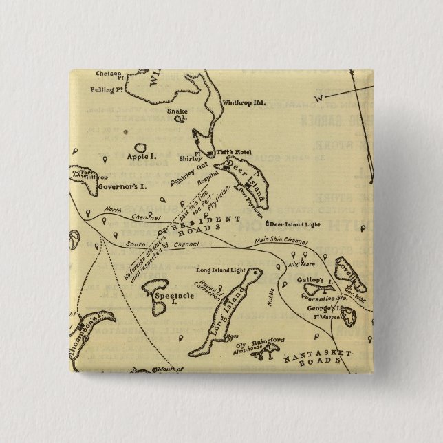 Bóton Quadrado 5.08cm Porto de Boston 2 (Frente)