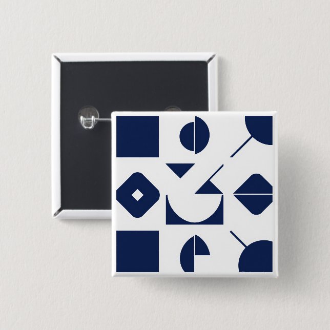Bóton Quadrado 5.08cm Portuguese Azulejo Geometric Pattern Button – Mode (Frente & Verso)