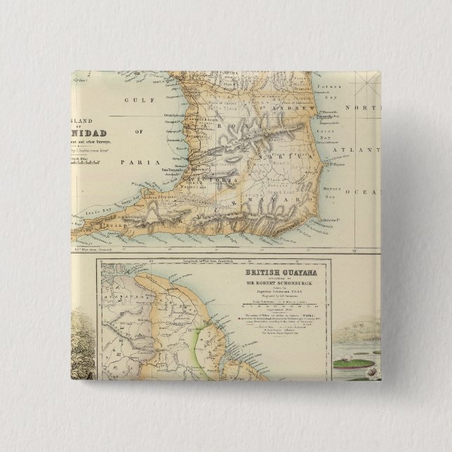 Bóton Quadrado 5.08cm Posse Britânica na Costa Nordeste (Frente)