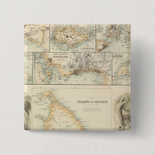 Bóton Quadrado 5.08cm Posse britânica no mar indiano (Frente)