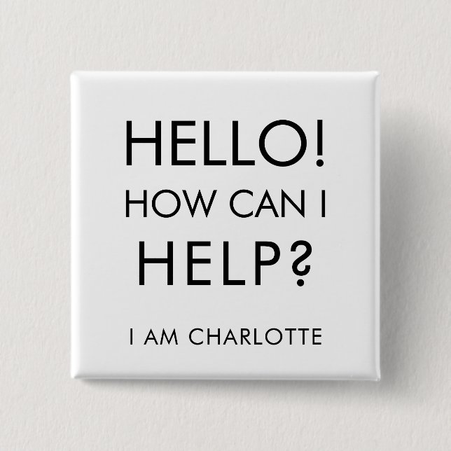 Bóton Quadrado 5.08cm Posso Ajudar a Personalizar o Voluntário de Evento (Frente)