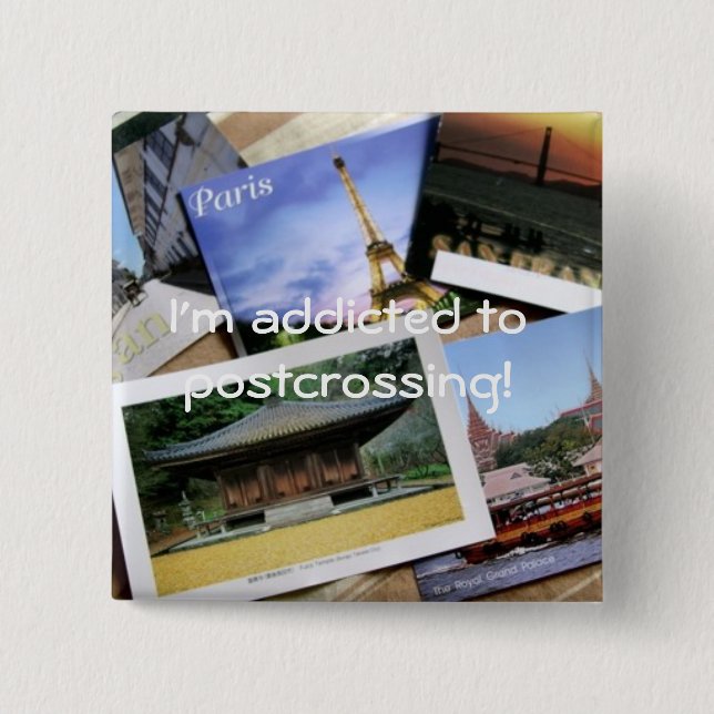 Bóton Quadrado 5.08cm Postcrossing fan badge (Frente)