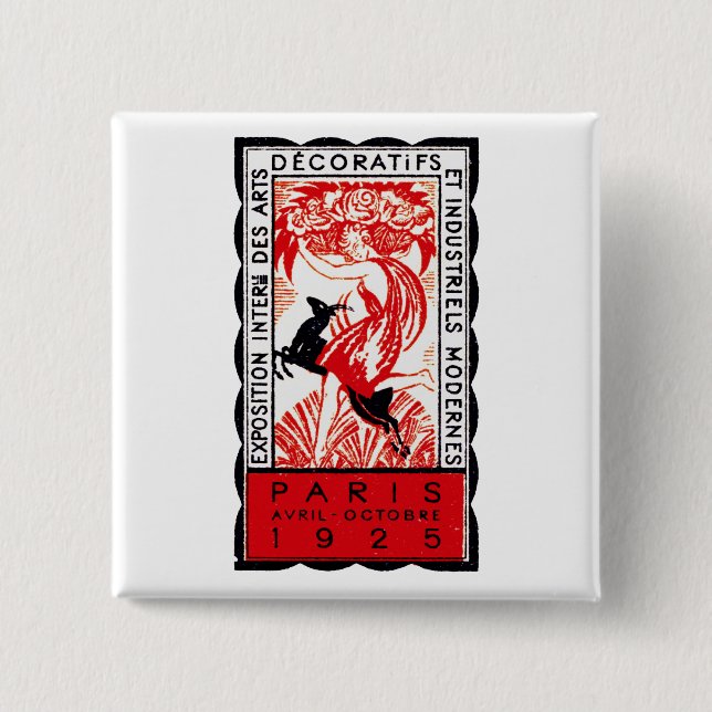 Bóton Quadrado 5.08cm Poster 1925 do art deco de Paris (Frente)