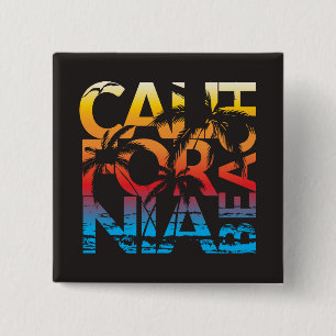 Bóton Quadrado 5.08cm Poster da Califórnia Beach