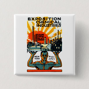 Bóton Quadrado 5.08cm Poster da exposição de 1917 produtos químicos