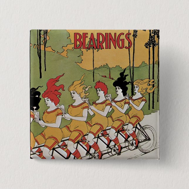 Bóton Quadrado 5.08cm Poster de Bicicleta de Mancal (Frente)