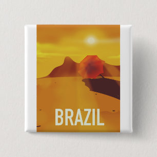 Bóton Quadrado 5.08cm Poster de viagens Brasil