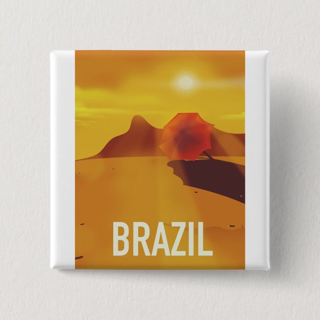 Bóton Quadrado 5.08cm Poster de viagens Brasil (Frente)