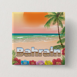 Bóton Quadrado 5.08cm Poster de viagens da praia de Barém