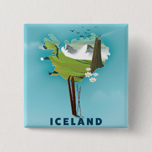 Bóton Quadrado 5.08cm Poster de viagens de Ilustração do Mapa da Islâ