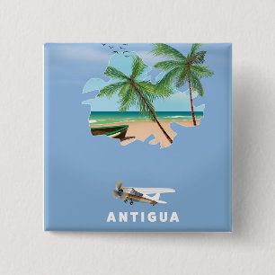 Bóton Quadrado 5.08cm Poster de viagens de mapa Ilustrado de Antígua