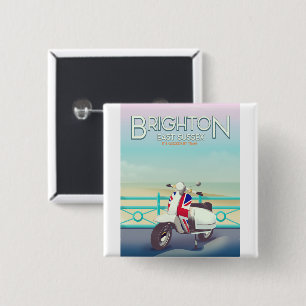 Bóton Quadrado 5.08cm poster de viagens de patinete de entrada de união