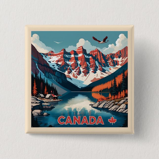 Bóton Quadrado 5.08cm Poster de viagens do Canadá (Frente)
