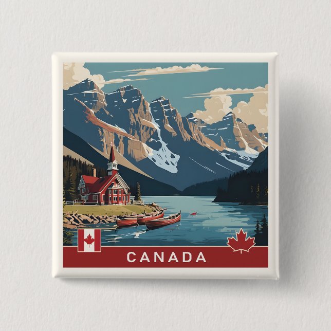 Bóton Quadrado 5.08cm Poster de viagens do Canadá (Frente)