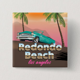 Bóton Quadrado 5.08cm Poster de viagens do LA de Redondo Beach