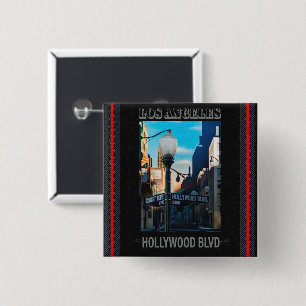Bóton Quadrado 5.08cm Poster Hollywood Blvd. Botão