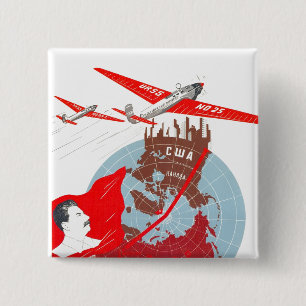 Bóton Quadrado 5.08cm Posters da propaganda de União Soviética da guer
