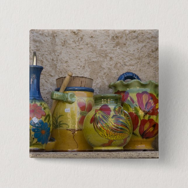 Bóton Quadrado 5.08cm Potéria, Moustiers-Sainte-Marie, Provence, (Frente)