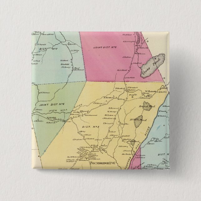 Bóton Quadrado 5.08cm Poundridge, Cidade (Frente)