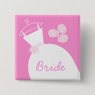 Bóton Quadrado 5.08cm Praça 'Bride' Rosa de Casamento