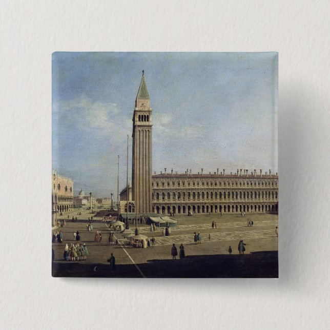 Bóton Quadrado 5.08cm Praça San Marco, Veneza (Frente)
