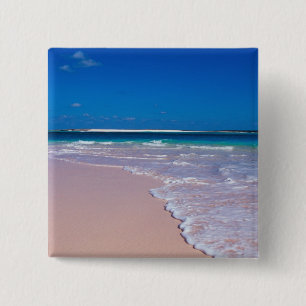 Bóton Quadrado 5.08cm Praia de areia rosa na Baía de Conch, Ilha do Gato
